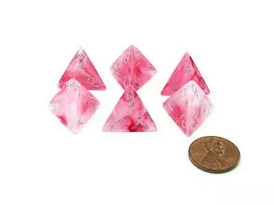 Ghostly Glow 18mm 4 Sided D4 Chessex Dice 6 Pieces - Pink With Silver • $7.63