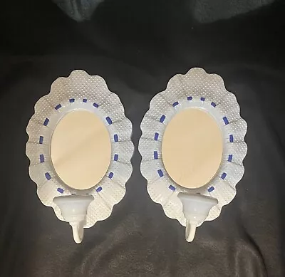 Vintage Home Interior Swiss Dot Wall Mirror/Sconce Set Of 2 • $12.99