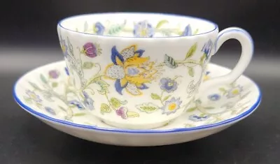 Minton Haddon Hall Blue Teacup And Saucer England Fine Bone China • $44