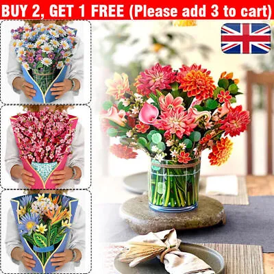 Mother's Day Gift Pop Up Flower Bouquet Greeting Card 3D Pop-Up Card New UK • £6.99