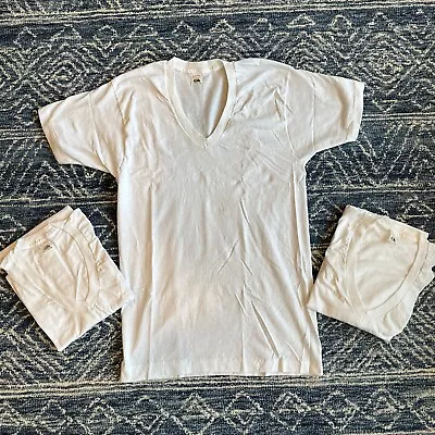 Lot Of 3 Vintage Mid 80s Men's Blank T-Shirts V Neck Fruit Of The Loom • $23.85