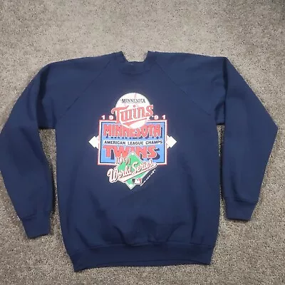 Vintage Minnesota Twins 1991 World Series Sweatshirt Fleece Crewneck EUC Large* • $39.95