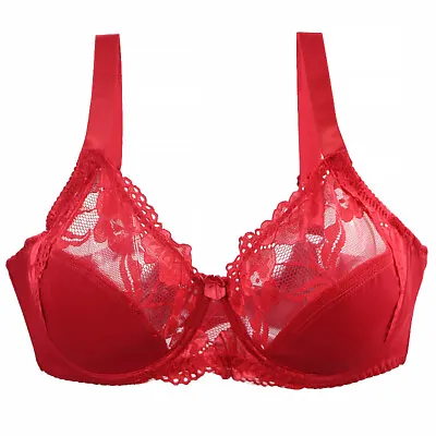 Ladies Full Coverage Bra Non Padded Lace Minimiser Bra Underwired Bra Plus Size • £8.99