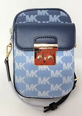 Michael Kors Sloan Editor Signature Jacquard Small Top Zip Flap Pocket Crossbody • $145