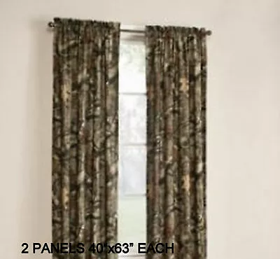 Mossy Oak Break-Up Infinity Camouflage Print Curtain Panels 40 X63  Sets Of 2 • $30.89