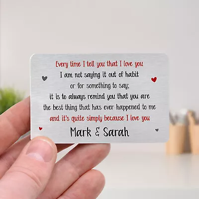 Personalised Anniversary Gift Her Wife Girlfriend Couples I Love You Wallet Card • £6.99