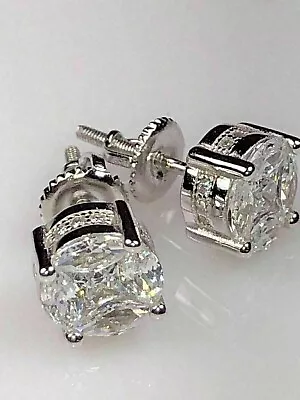 3Ct Round Cut Diamond Lab-Created Women's Stud Earrings In 14K White Gold Plated • $16.79