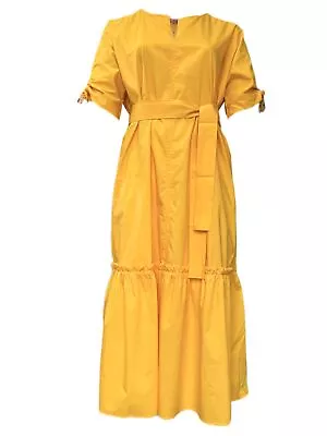 Marina Rinaldi Women's Yellow Decaedro Cotton Maxi Dress NWT • $106.25