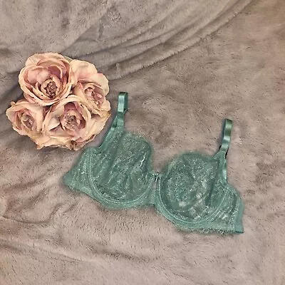 Victoria Secret Dream Angels Green Shimmer Lace  Unlined Demi 36DD NWT • $26