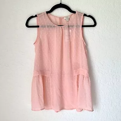 NWT J. Crew Sheer Light Pink Blouse Women Size 00 Swiss Dot Sleeveless Top Flowy • $22.64