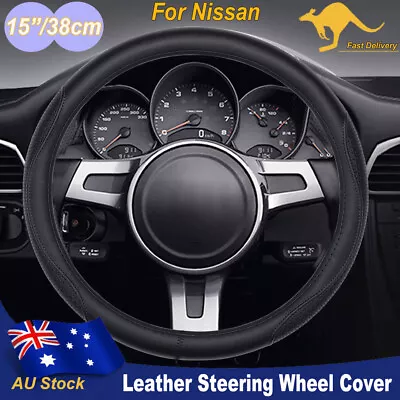 2024 100% Genuine Leather Car Steering Wheel Cover Anti-slip 15 /38cm For Nissan • $41.75