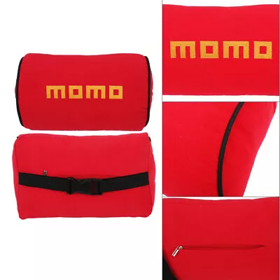 2Pcs MOMO Red Fabric Embroidery Car Seat Neck Cushion Pillow Headrest • $23.88