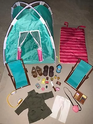 HUGE LOT American Girl OG Doll Camping Tent Sleeping Bag Chairs Outfit Lantern • $45