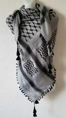 Unisex Gray Black Shemagh Head Scarf Neck Wrap Authentic Cotton Face Cover Army • $21.88