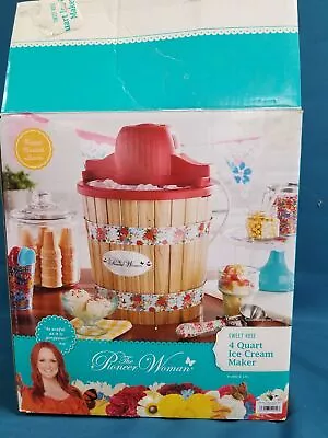 Pioneer Woman Sweet Rose 4 Quart 16  Barrel Ice Cream Maker OPEN BOX • $10.20