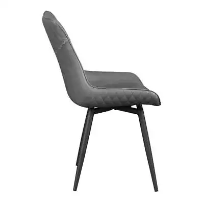 Pemberly Row Faux Leather Upholstered Side Chair In Gray Finish • $330.56