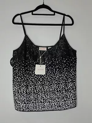 SASS AND BIDE NWT Black & White Sequin The Runaways Cami SIze 12 • $82