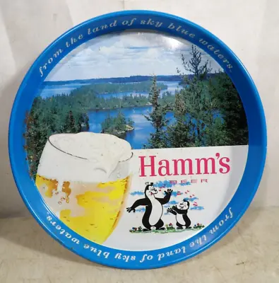 Vintage Hamm's Land Of Sky Blue Waters Beer Metal Tray • $75