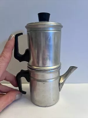 Vtg Eterna Neopolitan 2 Cup Aluminum Coffee Pot Espresso Maker Flip Drip Italy • $29.99