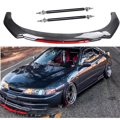 For Honda Acura Integra Front Bumper Lip Spoiler Splitter Strut Carbon Fiber • $69.99