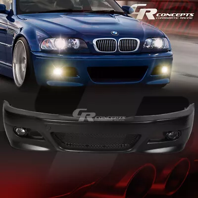 Black Front Bumper Body Kit+lh+rh Fog Light For 99-06 Bmw E46 3-series M3 Style • $309.95