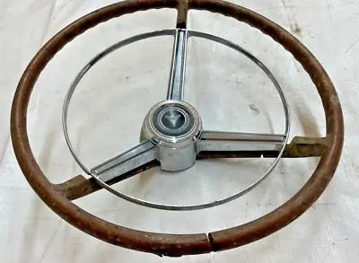 1967 68 Mopar Steering Wheel Dodge Chrome Horn Ring Cap Wood Grain Column Cover • $349.99