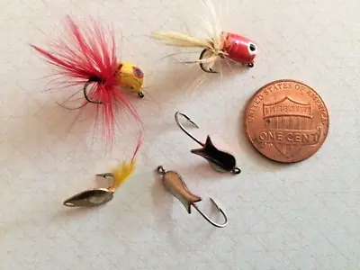 5 Vintage Extremely Small Poppers And Spoons - Fly Fishing Size Lures • $8