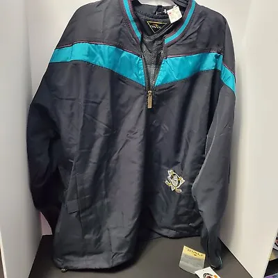 VINTAGE ANAHEIM MIGHTY DUCKS 90s RIVAL NHL HOCKEY PULLOVER JACKET ADULT XL • $75
