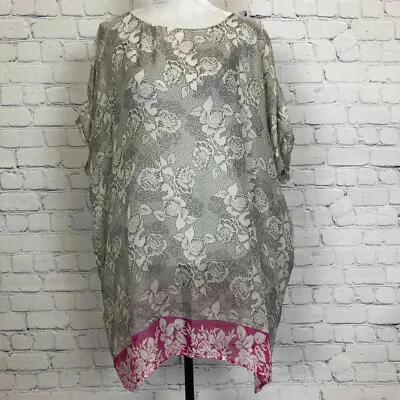 Johnny Was 4 Love And Liberty Sheer Floral Tunic Size XS 100% Silk *FLAW • $29.99