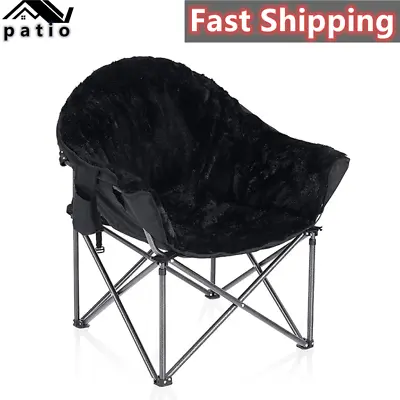 Saucer Chair With Carry Bag Folding Outdoor Heavy Duty Plush Moon Camping Chair. • $75.59