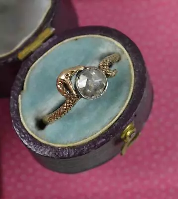 £1200 • Buy Georgian Design 18ct Gold And Rose Cut Diamond Solitaire SNAKE Ring