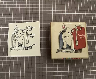 Stamp Craze Sending Hugs Rubber Stamp Puppy In Mailbox Dog Penpal Miss You Heart • $5.99