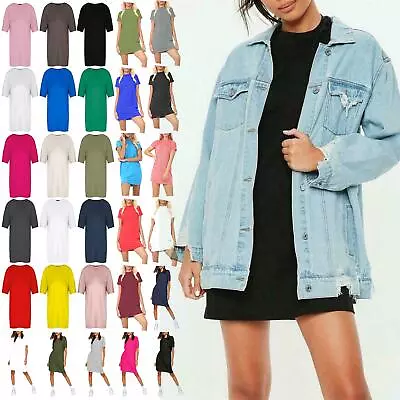 £3.49 • Buy Ladies Womens Oversized Baggy Round Neck Tunic Longline Tee T Shirt Mini Dress