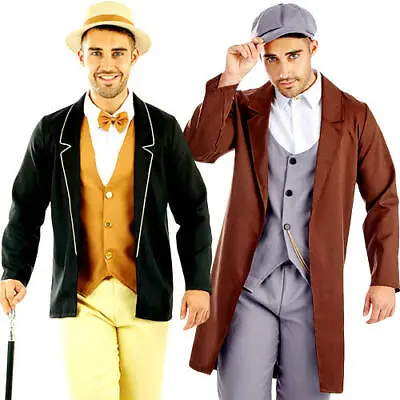 1920s Mens Fancy Dress Gentlemen Gangster Victorian Chimney Suit Adutls Costumes • £27.49