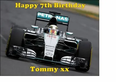 Personalised  F1 Racing Car   Birthday Cake Topper Rectangle Easy Peel Icing  • £6.49