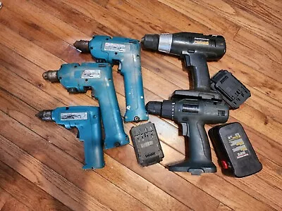 Makita Drill Power Tools Drills Lot 5 Drills Batteries PARTS REPAIR ONLY • $39.99