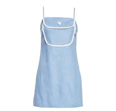 $95 • Buy Staud Dora Mini Dress XS - Pocket 60s Mod Novelty Blue