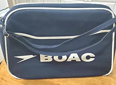 Nice 60's BOAC Airlines BLUE 16  Flight Carry On Travel Bag W/  Shoulder Strap • $25