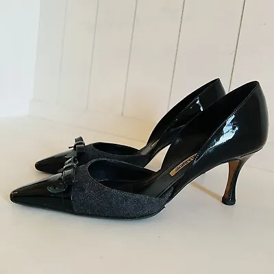 Manolo Blahnik Black Patent Leather D'Orsay Pumps Size: 38 • $110