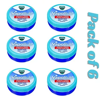 Vicks Vaporub Ointment 10 ML Pocket Size Block Nose Cough Headache (PACK OF 6) • $12.99