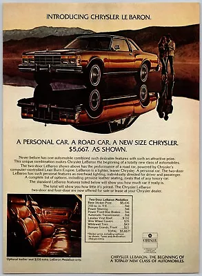 Chrysler Two-Door LeBaron Brown Car Vintage July 1977 Full Page Print Ad • $11.99