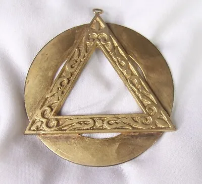 Vintage Masonic Triangle Circle Medal Badge Jewel Pendant Brass • $26.99