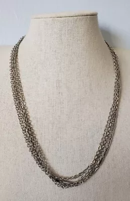 Vintage Multi Strand Silver Tone Chain Necklace Box Clasp 23  • $12