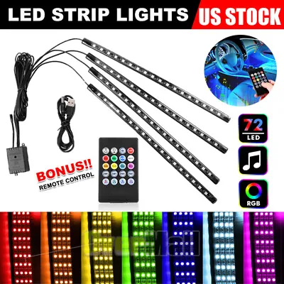 USB RGB Led Light Strip For Cars Inside Car Lighting Interior Glow Music Control • $17.83