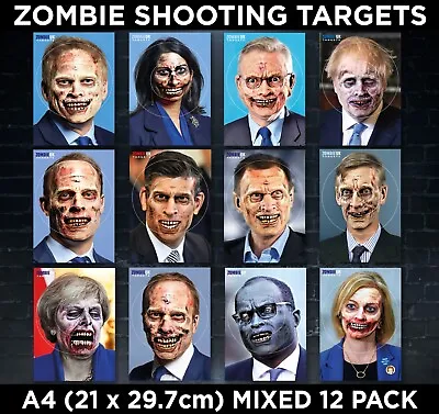 TORY ZOMBIES Shooting Targets Air Rifle Pistol BB Nerf A4 Size - MIXED 12 Pack • £5.99