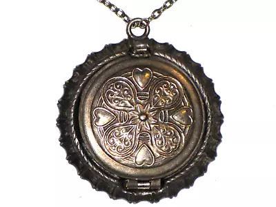 Locket Pendant Quad 4 Picture Ornate Filigree Heart Etched Silver Tone Womens • $44.99