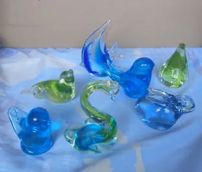 Lot Of Murano Or Murano Style Glass Figures/Paperweights Birds Fish Seal Swan  • $25