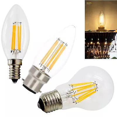 Retro Dimmable LED Filament Candle Light Globe Bulb E14 E27 B22 2W 4W 6W 8W Lamp • $5.34