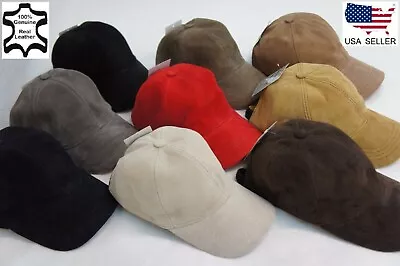 100% REAL GENUINE Lambskin Suede Leather Baseball Cap Hat Sport Visor 9 COLORS • $14.89