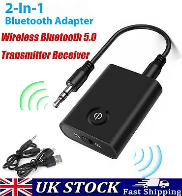 £7.99 • Buy Bluetooth 5.0 Transmitter Receiver 2 IN 1 Wireless Audio 3.5mm Jack Aux Adapter